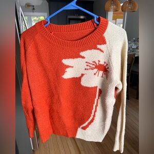Crop Orange Flower Sweater